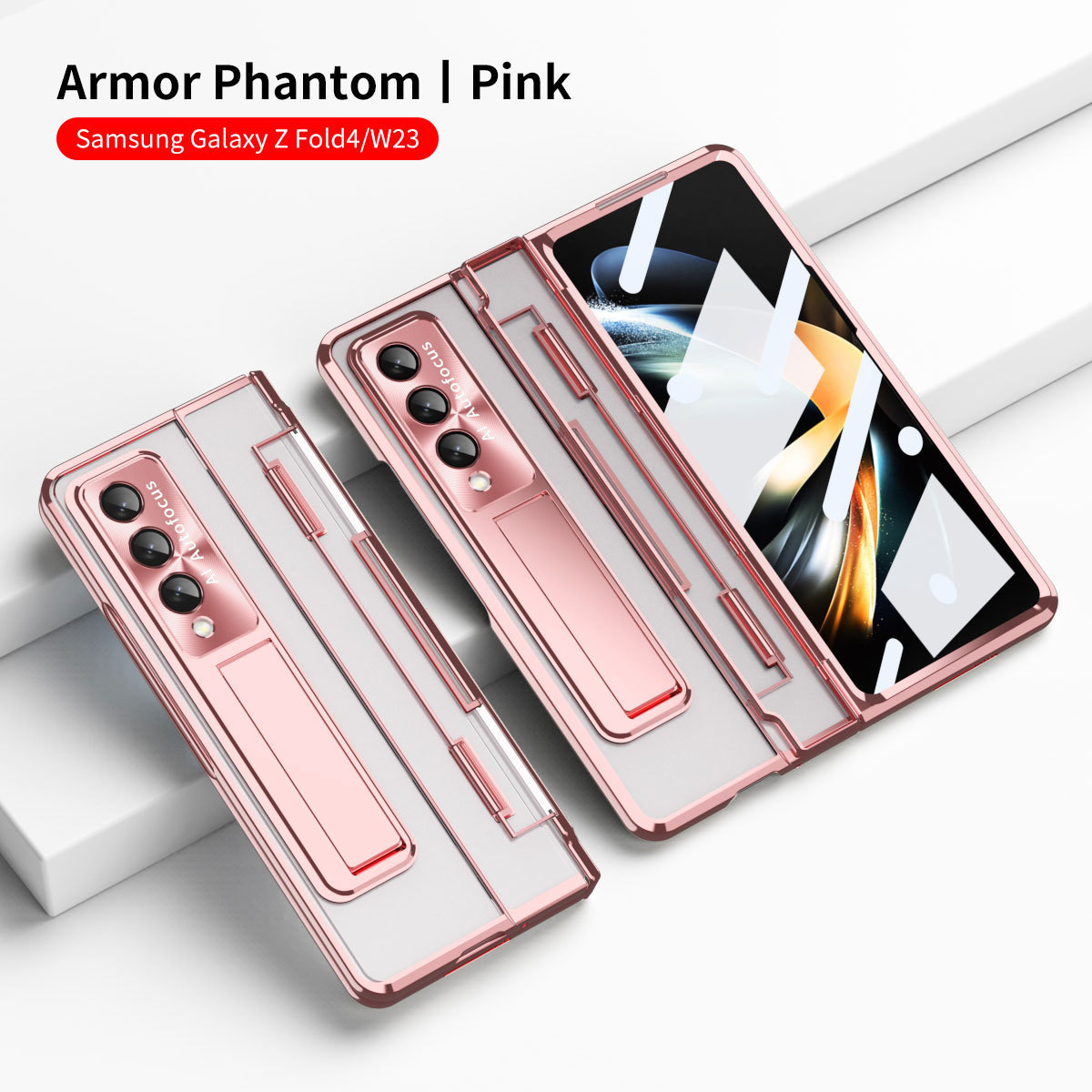 Compatible with Samsung Z Fold8/7/6 phone cases, 5/4/3-inch pen slot, electroplated hinge, full-coverage protective case. - Translucent Pink Z Fold8ultra [Standard Version]
