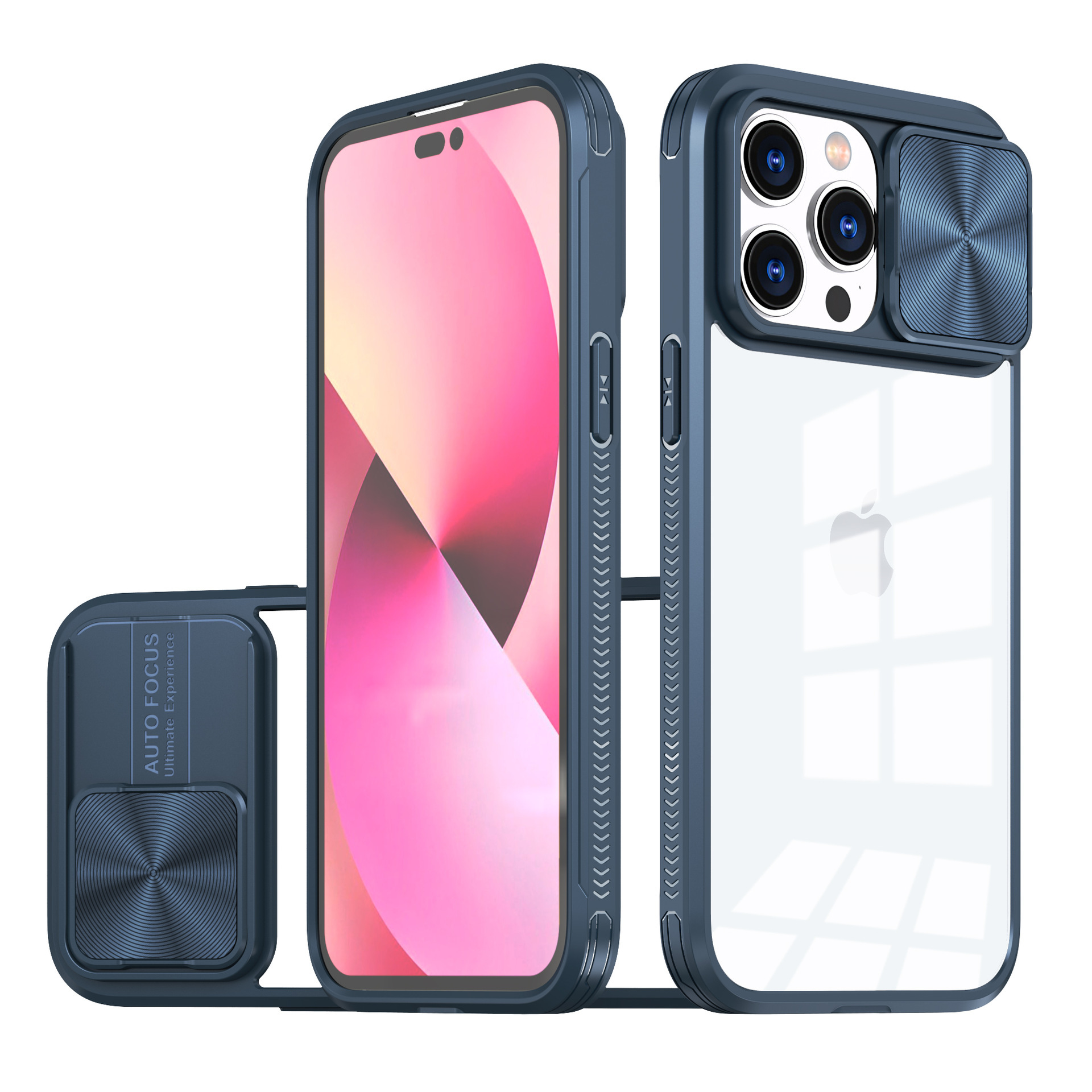 Compatible with Apple 16 Pro Max phone case 15P Superb Armor 14/13 Pro sliding lens MAX protective case - Blue IP 14 PRO MAX