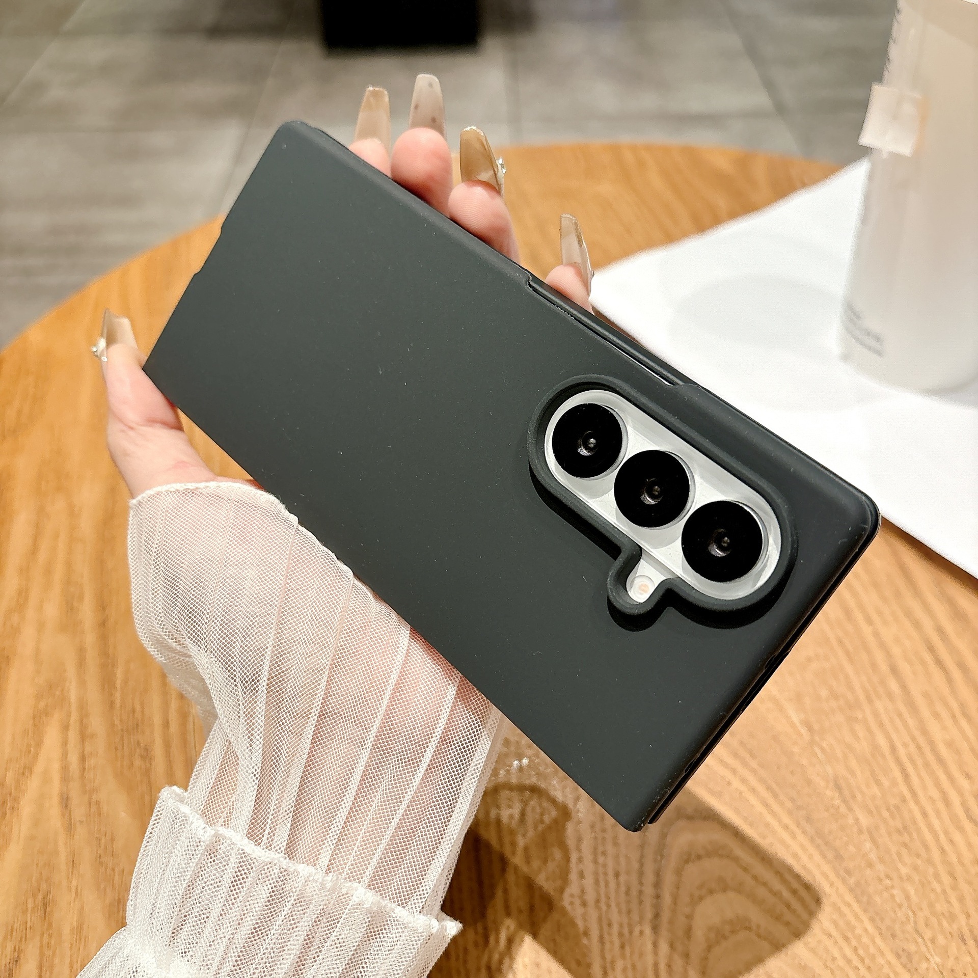 Compatible with Samsung Z Fold7/6 and Fold5/4/3 phones, liquid silicone soft case, shockproof protective case. - Black Samsung Z Fold7