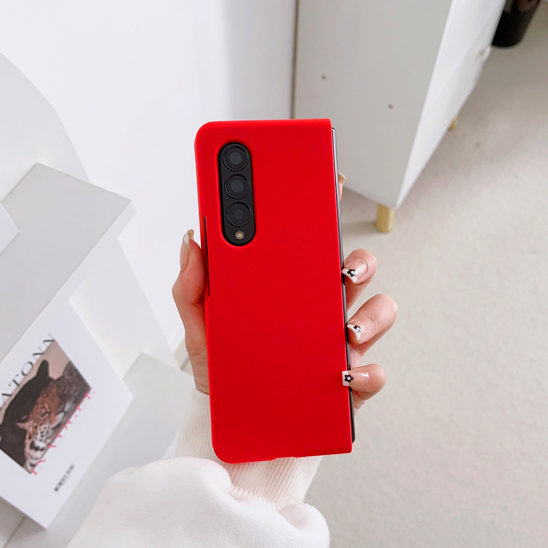 Compatible with Samsung Z Fold7/6 and Fold5/4/3 phones, liquid silicone soft case, shockproof protective case. - China Red Samsung-Z Fold7