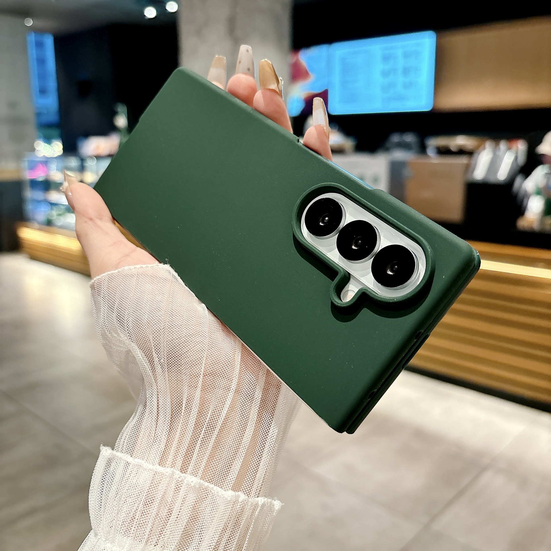 Compatible with Samsung Z Fold7/6 and Fold5/4/3 phones, liquid silicone soft case, shockproof protective case. - Military Green Samsung Z Fold7