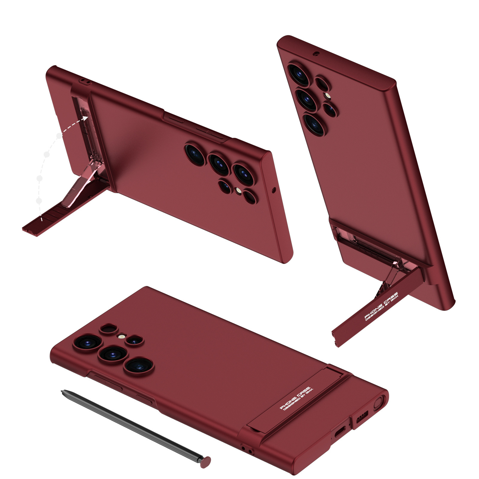 Compatible with Samsung S26/25ltra phone case, S24U ultra-thin Triumph gear shifter, full-coverage drop-proof protective case - Scarlet Shadow Red SM-S26 Ultra [Pen not included]