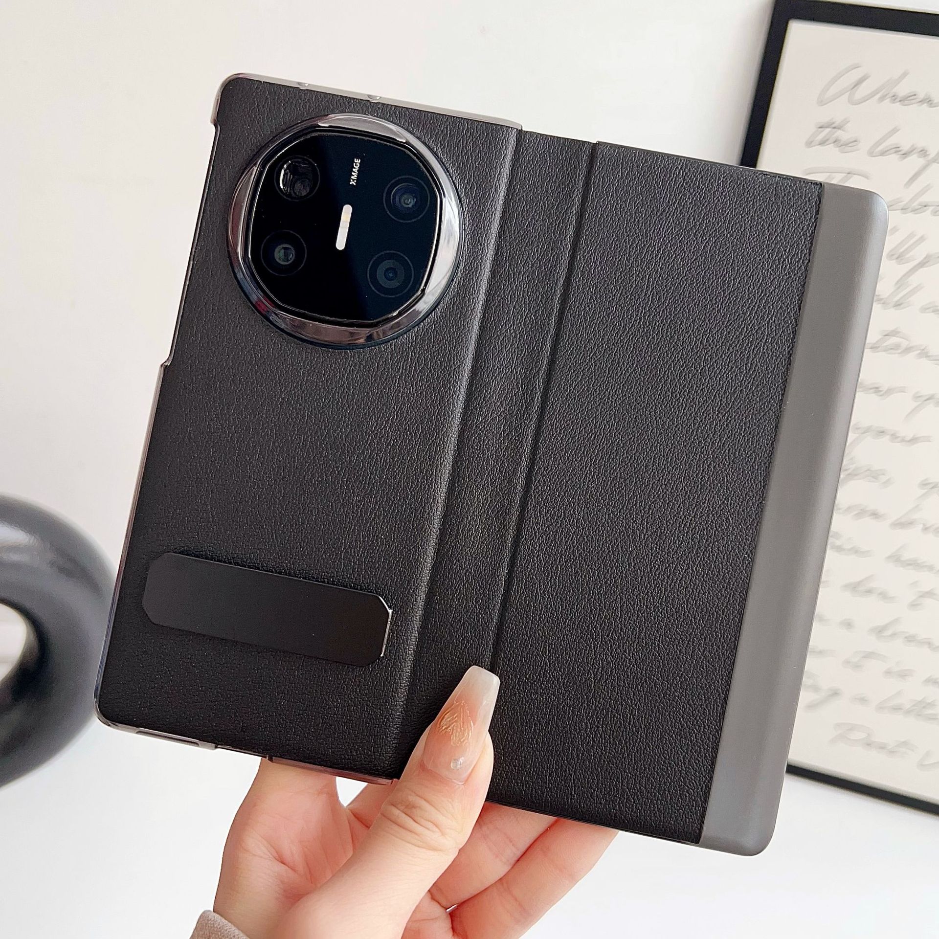 Compatible with Huawei Mate X6 phone case, smart flip cover, 270mm rotating stand, X5/X3 foldable screen drop protection case - Huawei X6 Classic Black 270 Rotating Stand Huawei Mate X3 [Large Hole]