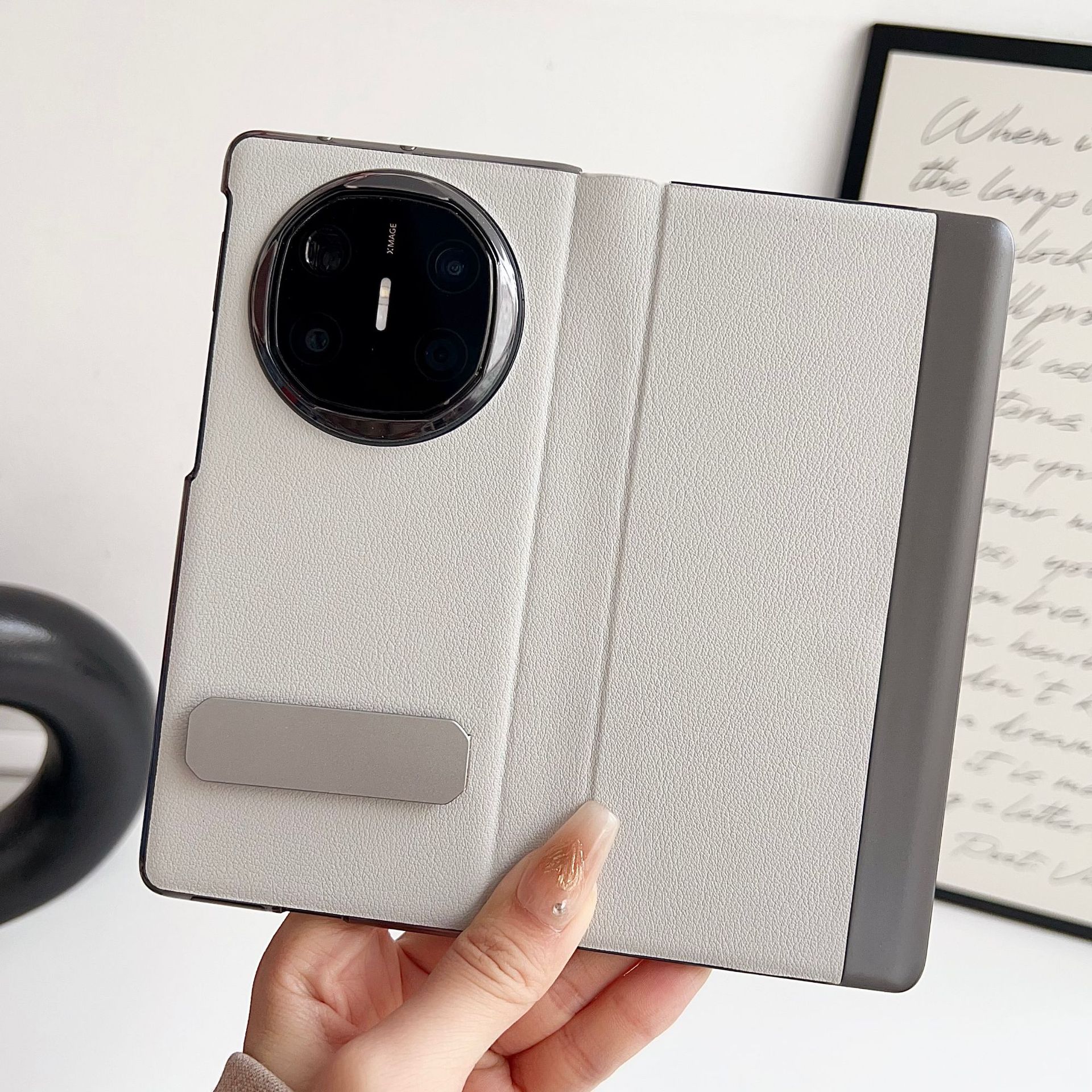 Compatible with Huawei Mate X6 phone case, smart flip cover, 270mm rotating stand, X5/X3 foldable screen drop protection case - Huawei Mate X3 Elegant White 270mm Rotating Stand Huawei Mate X3 [Large Hole]