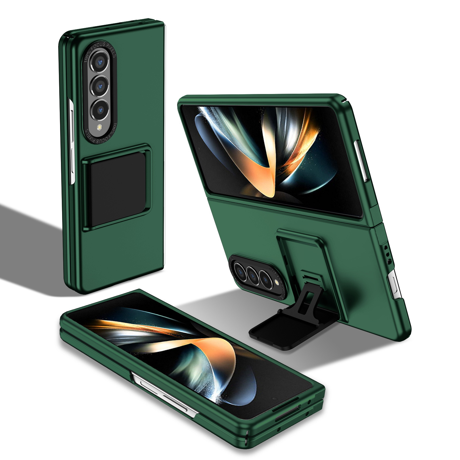 Compatible with Samsung Z Fold8/7 phone case, 6/5 folding screen, 4/3 adjustable stand, Flip7 drop protection case - Green Z Fold8ultra