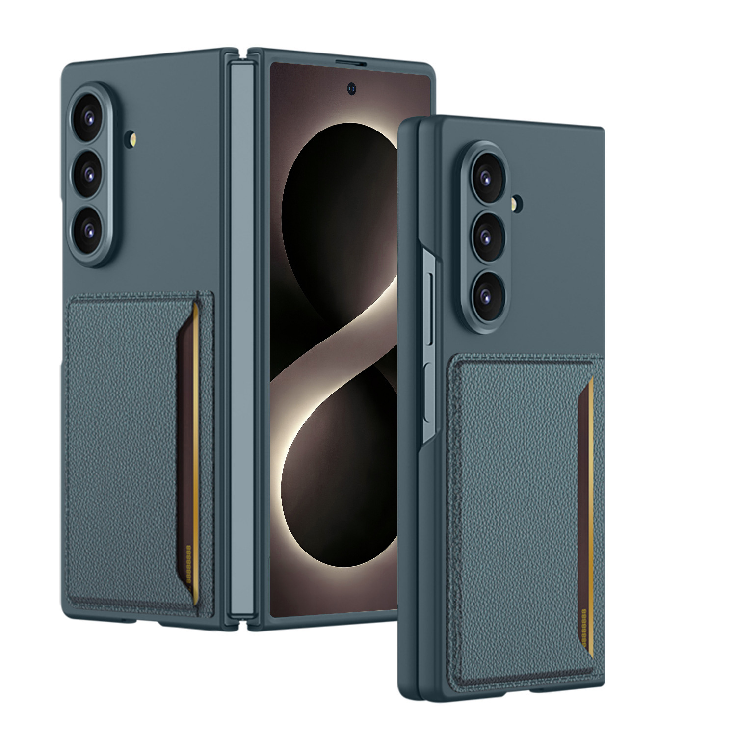Compatible with Samsung Z Fold8 Ultra phone case, 7/6 inch ultra-thin leather case with SIM card slot, foldable screen, drop-proof protective case. - Empty Mountain Green Z Fold8ultra [Shell Membrane]