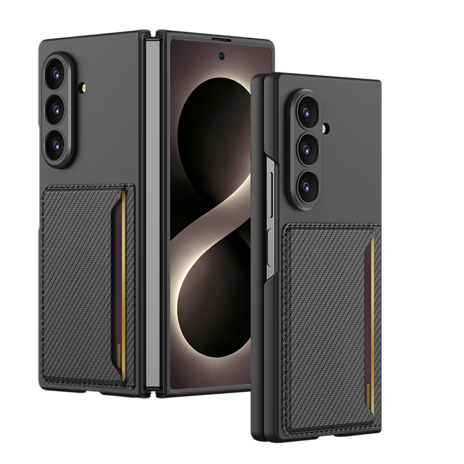 Compatible with Samsung Z Fold8 Ultra phone case, 7/6 inch ultra-thin leather case with SIM card slot, foldable screen, drop-proof protective case. - Carbon fiber texture Z Fold8ultra [Shell membrane]