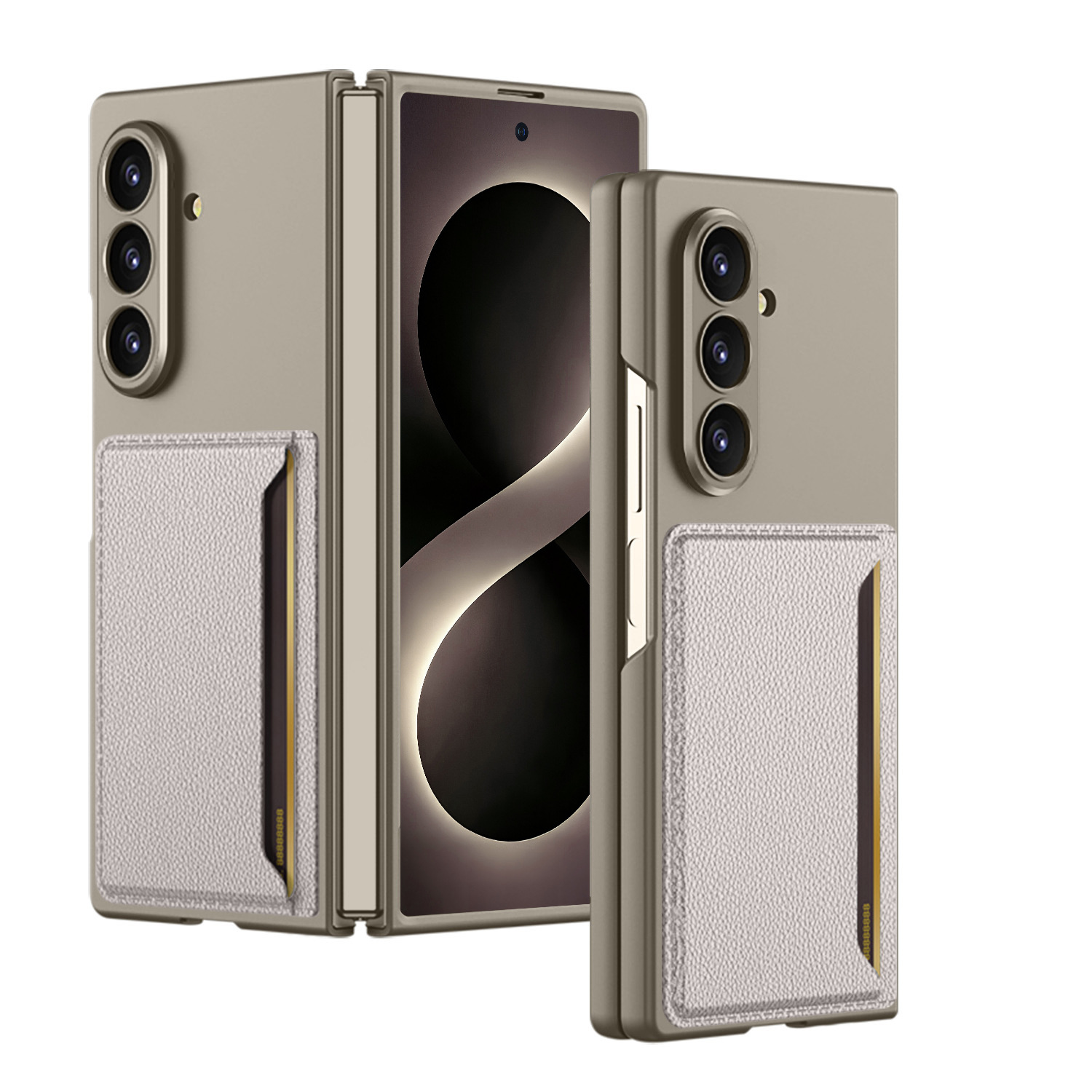 Compatible with Samsung Z Fold8 Ultra phone case, 7/6 inch ultra-thin leather case with SIM card slot, foldable screen, drop-proof protective case. - Titanium Gray Z Fold8ultra [Shell Cover]