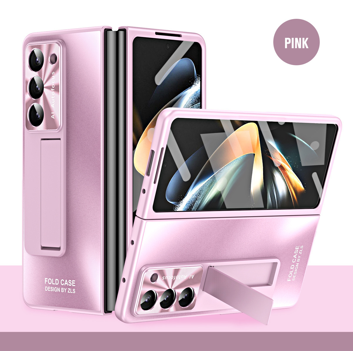 Compatible with Samsung Z Fold 8/7 phone case, 6/5 pen slot, pen holder, 4/3 case, screen protector, drop-proof protective case, cross-border e-commerce. - Pink [Case Screen Protector] SM-Z Fold8 [PC Version]