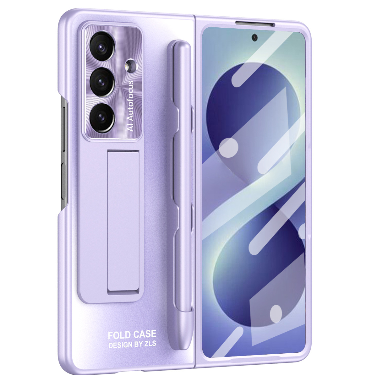 Compatible with Samsung Z Fold 8/7 phone case, 6/5 pen slot, pen holder, 4/3 case, screen protector, drop-proof protective case, cross-border e-commerce. - Pen slot with pen - purple [shell film] SM-Z Fold8 [PC model]