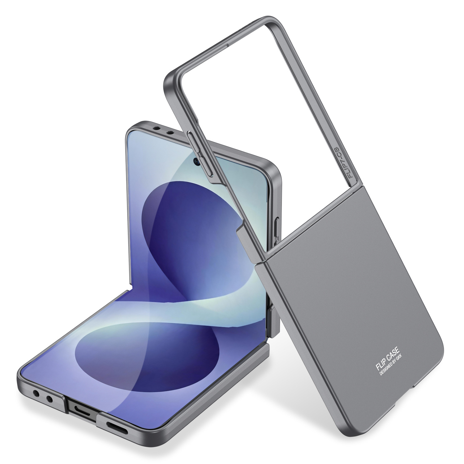 Compatible with Samsung Z Flip8/7 and Flip6/5 foldable screen ultra-thin skin-feel frosted protective case - Cold Mountain Gray [No Film] Samsung Z Flip8