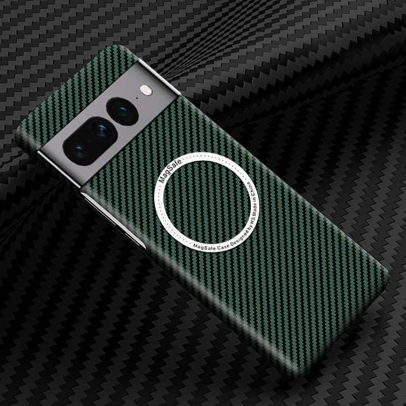 Compatible with Google Pixel 10 Pro XL phone case, 9pro fiber texture, 8A magnetic wireless charging, drop-proof protective case. - Green magnetic closure Google-10 Pro XL