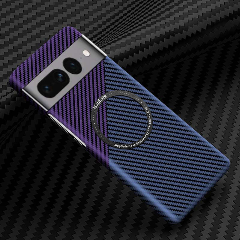 Compatible with Google Pixel 10 Pro XL phone case, 9pro fiber texture, 8A magnetic wireless charging, drop-proof protective case. - Blue-purple [Magnetic Ring] Google-10pro XL