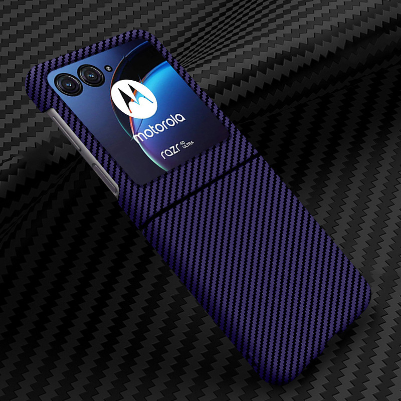 Compatible with Motorola Razr 60/50 Ultra phone case, carbon fiber texture, 40U foldable screen, drop-proof protective case - Purple MOTO-Razr 60Ultra