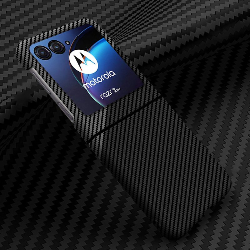 Compatible with Motorola Razr 60/50 Ultra phone case, carbon fiber texture, 40U foldable screen, drop-proof protective case - Black Silver