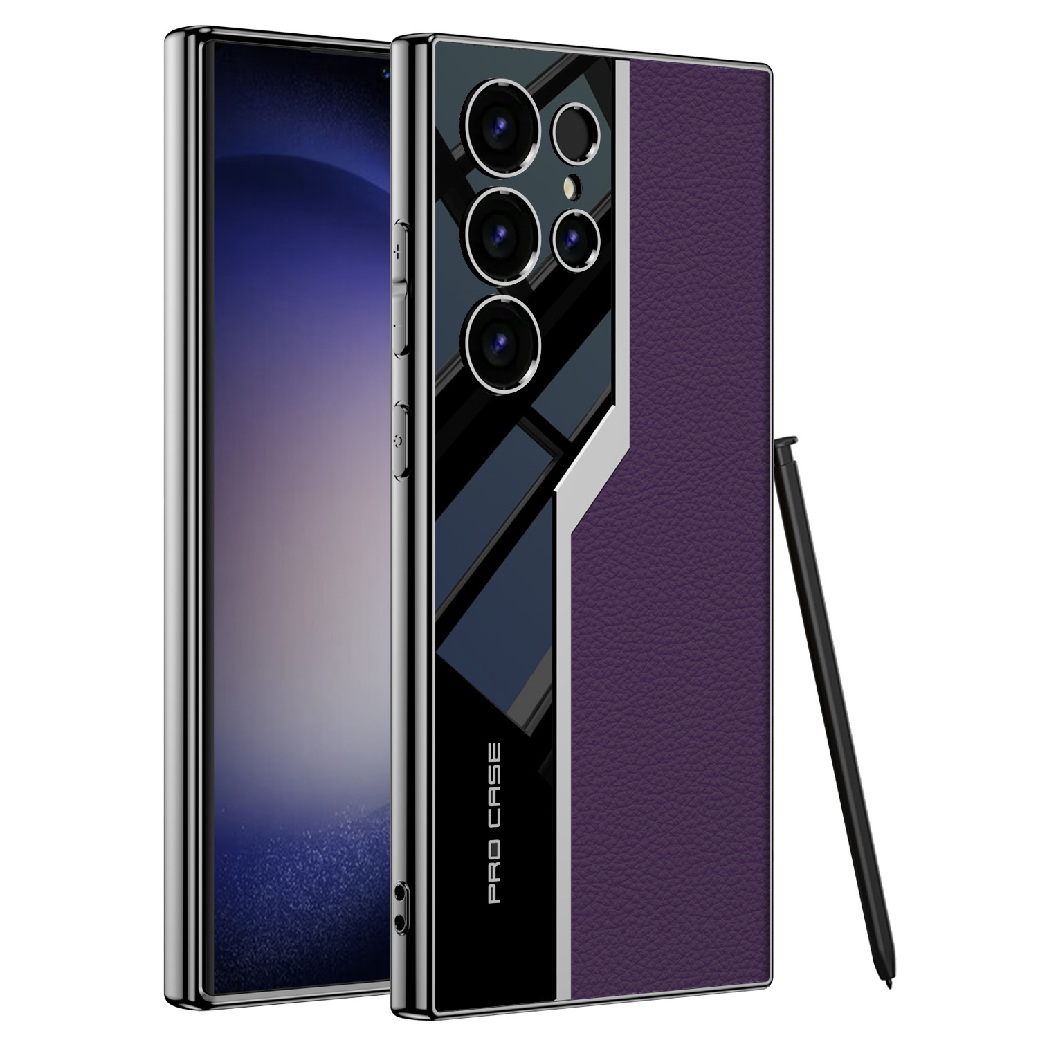 Compatible with Samsung S26 Ultra phone case, S25/24 Ultra electroplated leather case, S23U full-coverage shockproof protective case - Velvet Purple [Pen Not Included] Supercar SM-S26 Ultra