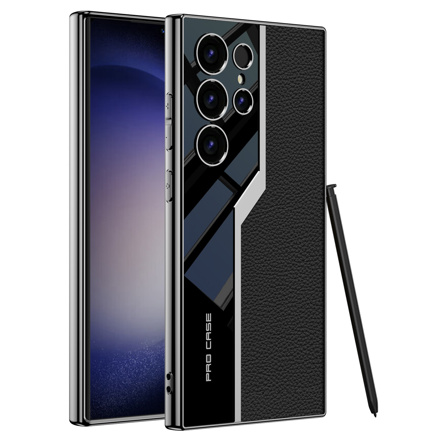 Compatible with Samsung S26 Ultra phone case, S25/24 Ultra electroplated leather case, S23U full-coverage shockproof protective case - Cool Black [Pen Not Included] Supercar SM-S26ultra