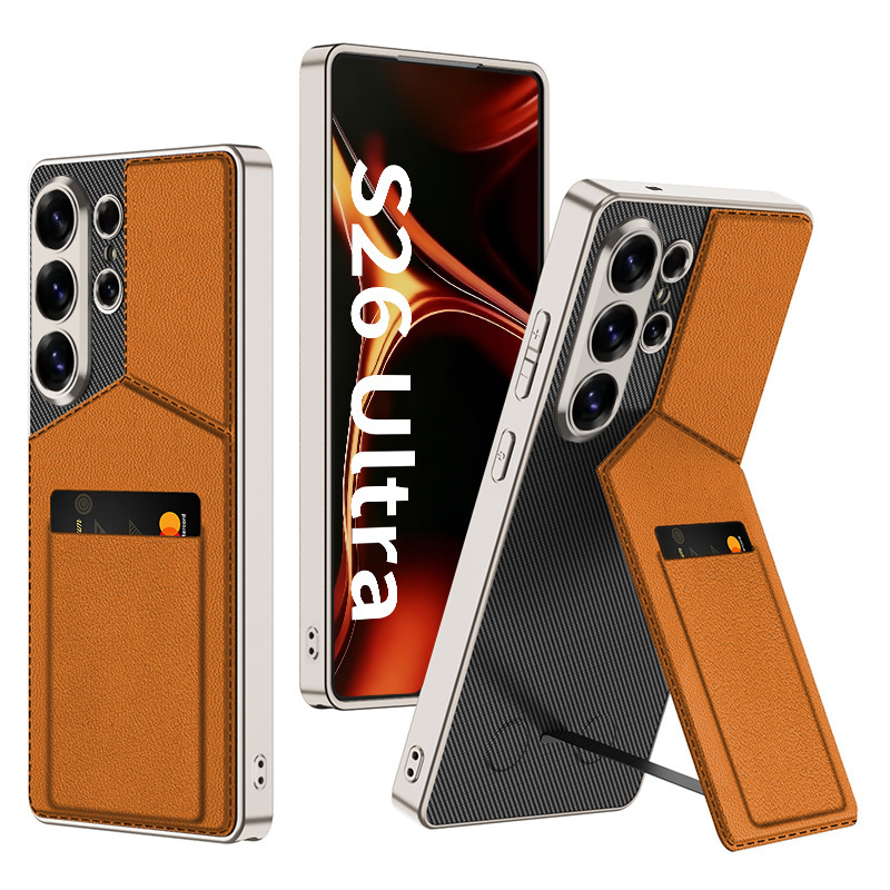 Compatible with Samsung S26 Ultra phone case, S25/24 Ultra magnetic card holder, business protective case, cross-border - Titanium Orange [Rotary Wing Card Pack] SM-S26Ultra