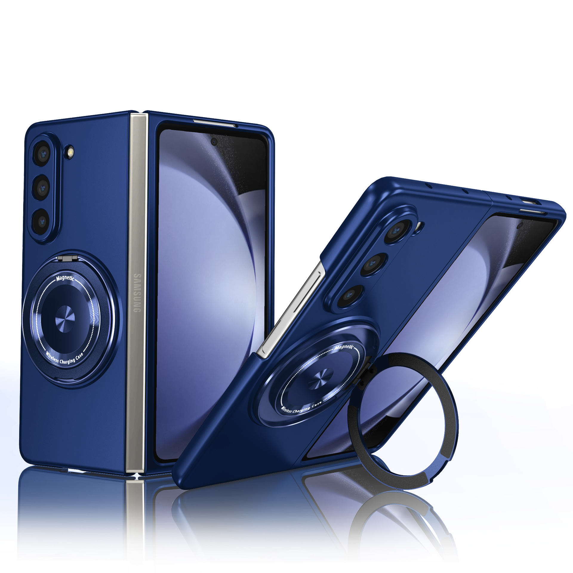 Compatible with Samsung Z Fold 8/7 phone case 6/5 magnetic rotating stand 4/3 drop-proof Flip 8/7 protective case - Blue Samsung Z Fold8 Standard Edition [Foldable Side to Side]