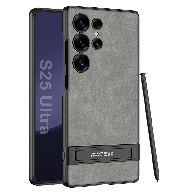 Compatible with Samsung S26 Ultra phone case, S25/24 Ultra frosted leather Triumph stand drop protection case - Matte Gray [Pen Not Included] SM-S26Ultra