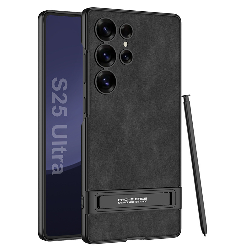 Compatible with Samsung S26 Ultra phone case, S25/24 Ultra frosted leather Triumph stand drop protection case - Matte Black [Pen Not Included] SM-S26Ultra