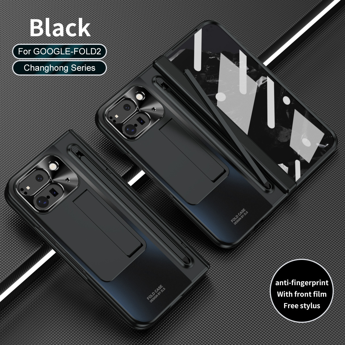 Compatible with Google Pixel 11 Fold phone case 10/9proF with pen, spring hinge, full-coverage protective case. - Black [Case with Pen] Pixel 11 Pro Fold