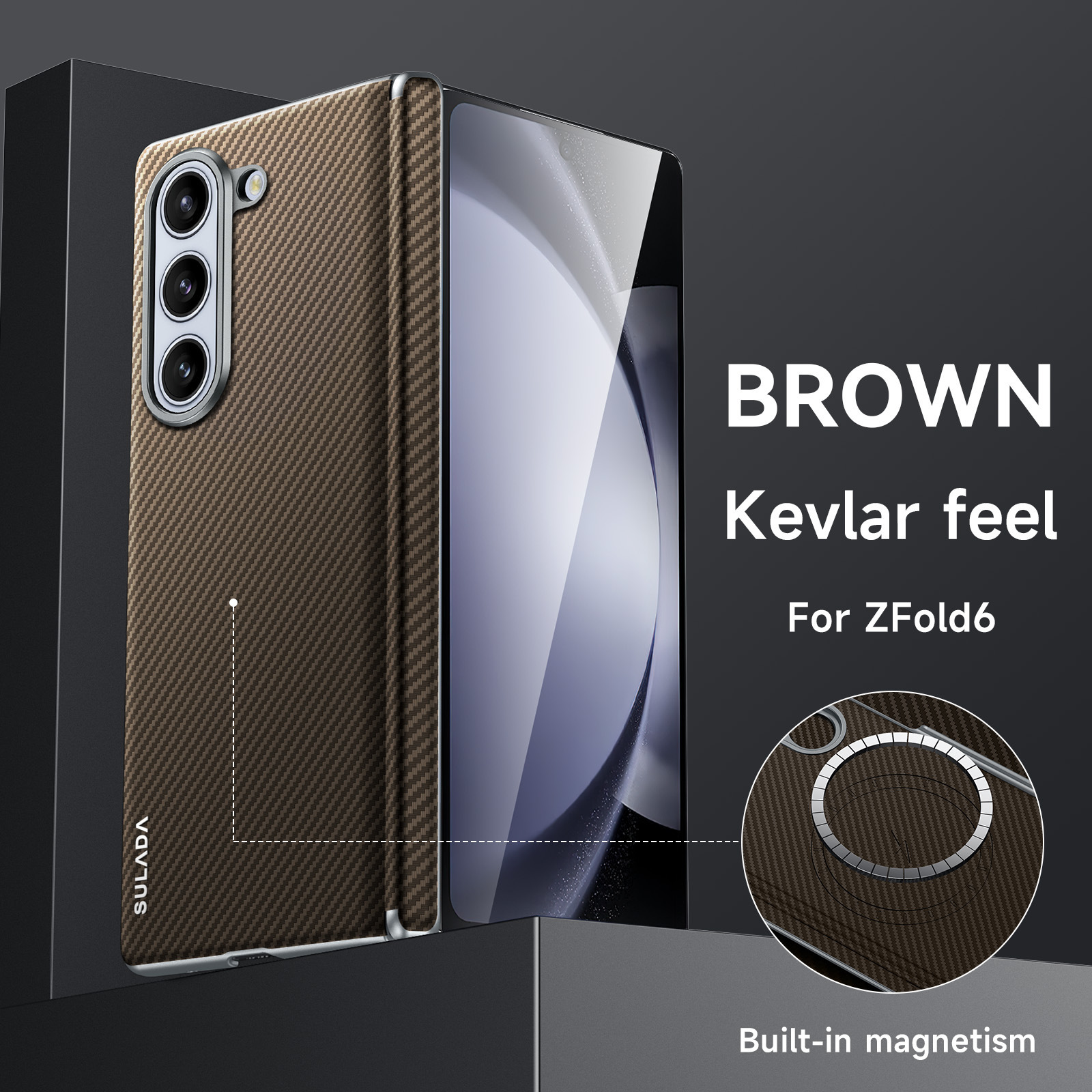Compatible with Samsung Z Fold8 Ultra phone case 7/6 with built-in magnetic 5/4 hinge protection back cover W23 - Gentleman's Coffee [Frameless] Z Fold8ultra