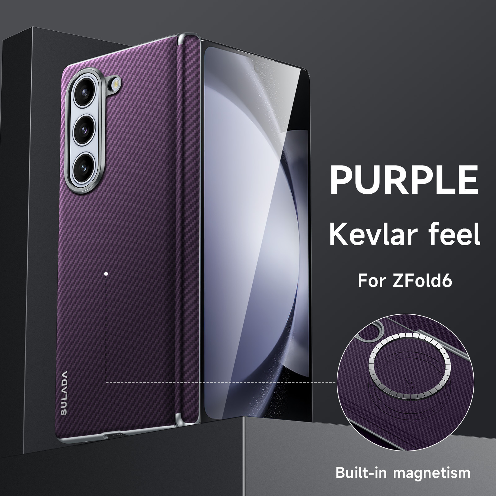 Compatible with Samsung Z Fold8 Ultra phone case 7/6 with built-in magnetic 5/4 hinge protection back cover W23 - Gentleman's Purple [No Front Frame] Z Fold8ultra