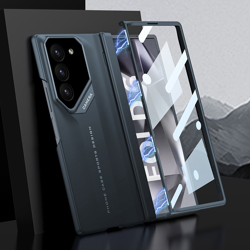 Compatible with Samsung Z Fold7/6 phone case, 5/4 magnetic hinge, supercar-style full-coverage drop-proof folding protective case. - Mountain Green [Cover] Samsung SM-Fold7