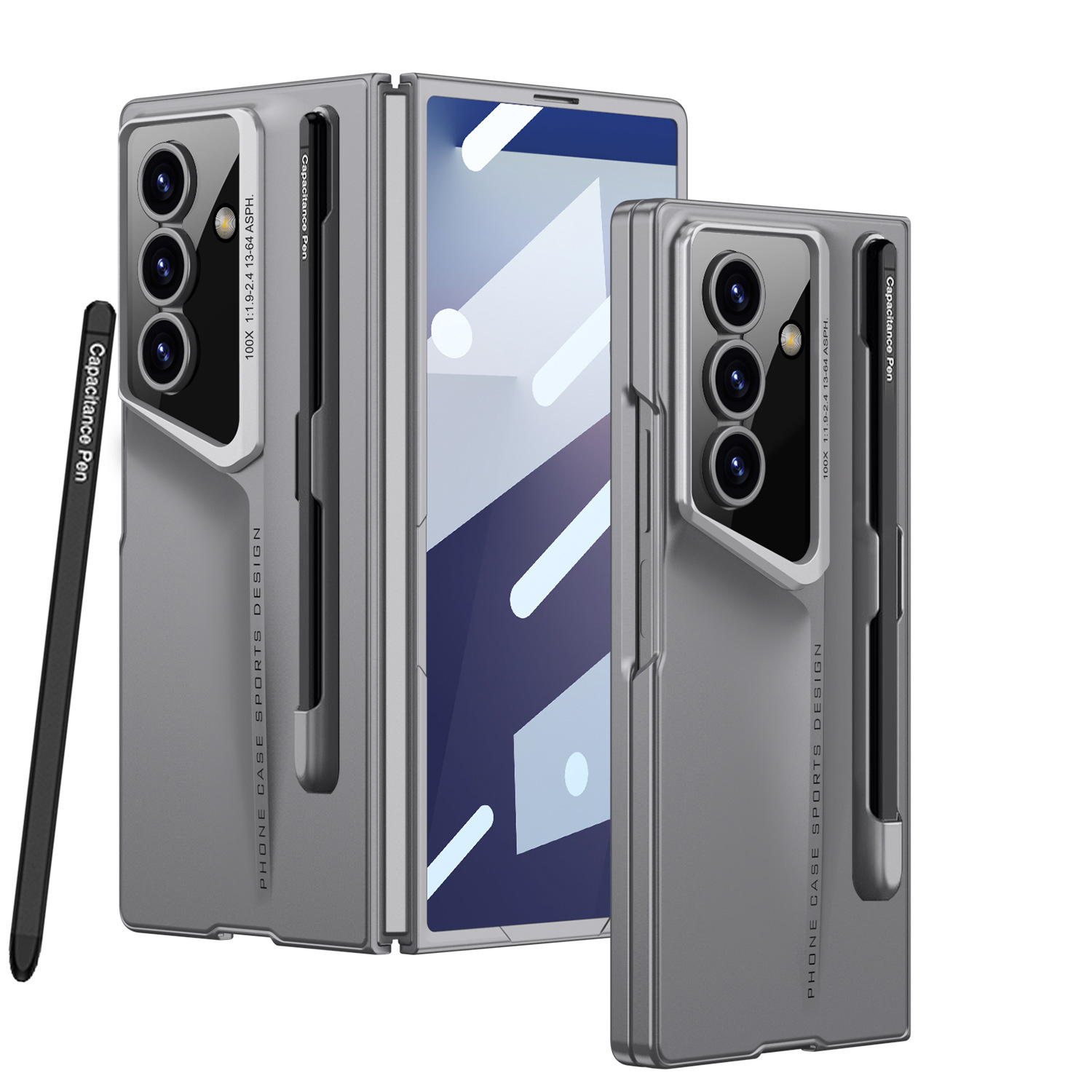 Compatible with Samsung Z Fold8U phone case, 7/6-inch pen slot case and screen protector, ultra-thin blade 5/4-inch folding screen protective case - Cold Mountain Gray [Casing Mesh] Pen Groove Fold8ultra [Pen Not Included]