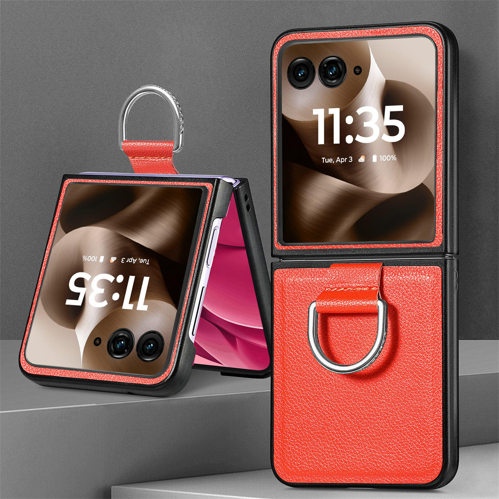 Motorola Razr70 phone case 60 Ultra with pebbled texture, 50U folding screen protective case - Orange Razr 70U