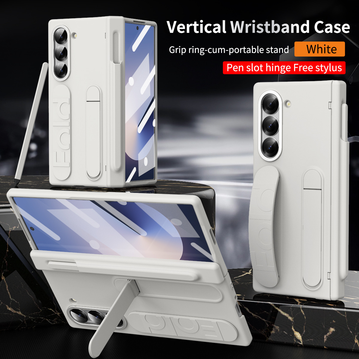 Compatible with Samsung ZFold 8/7/6 phone cases, TriFold wrist strap holders, 5/4 hinges, pen slot cases, protective cases. - White [Casing] Pen Groove with Pen Z Fold8 Ultra [Standard Edition]
