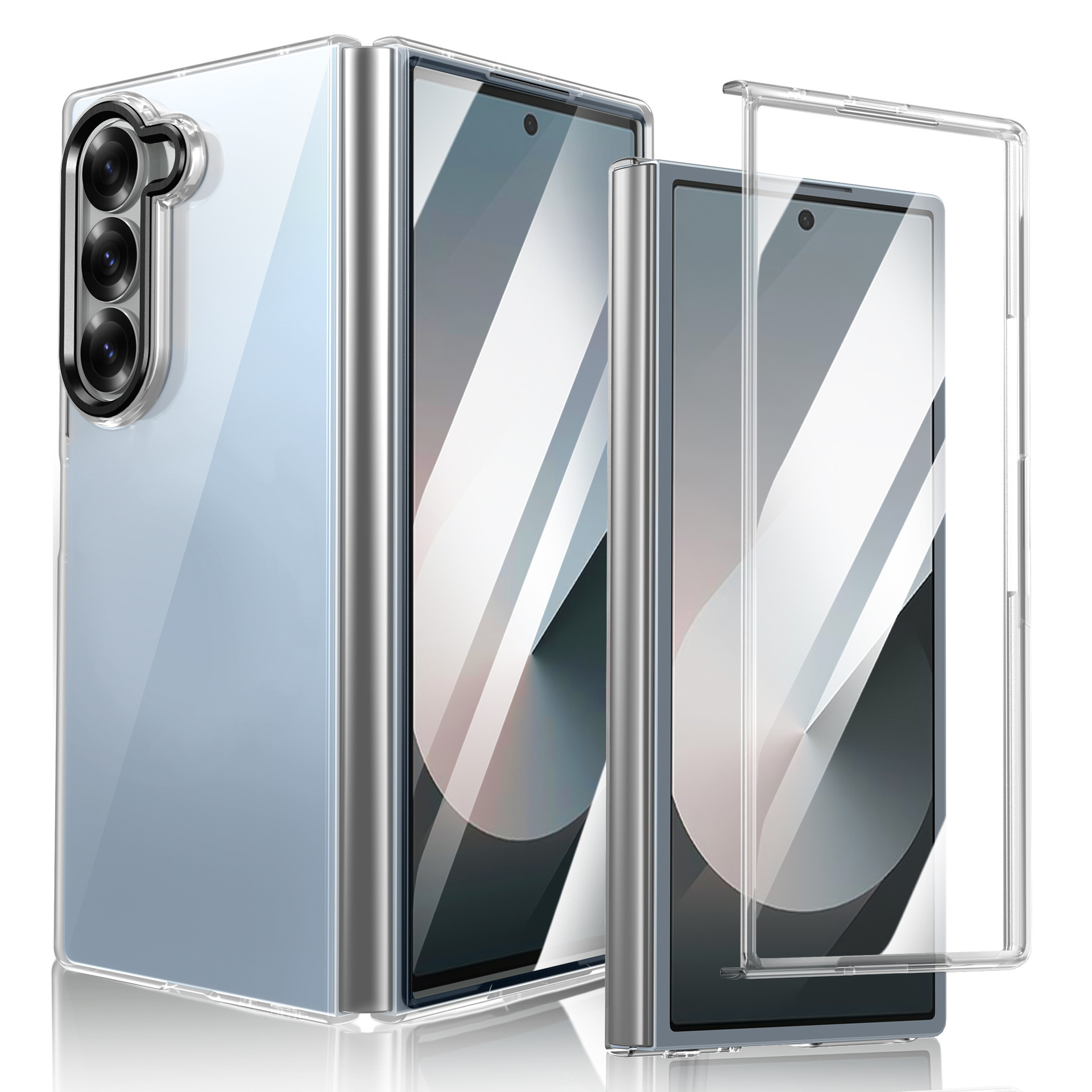 Compatible with Samsung Z Fold8 Ultra phone case 7/6 wireless charging magnetic high transparency case film 5/4 drop protection case - Black [Shell] Z Fold8ultra