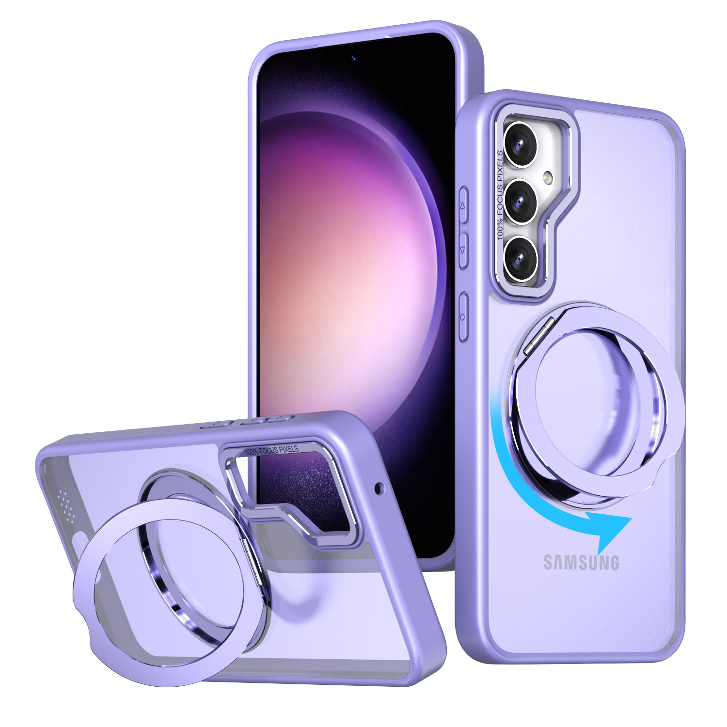 Compatible with Samsung S24 Ultra phone case, S23FE magnetic 360° rotating stand, and S22 Plus drop-proof protective case. - Lilac Purple SM-S24Ultra