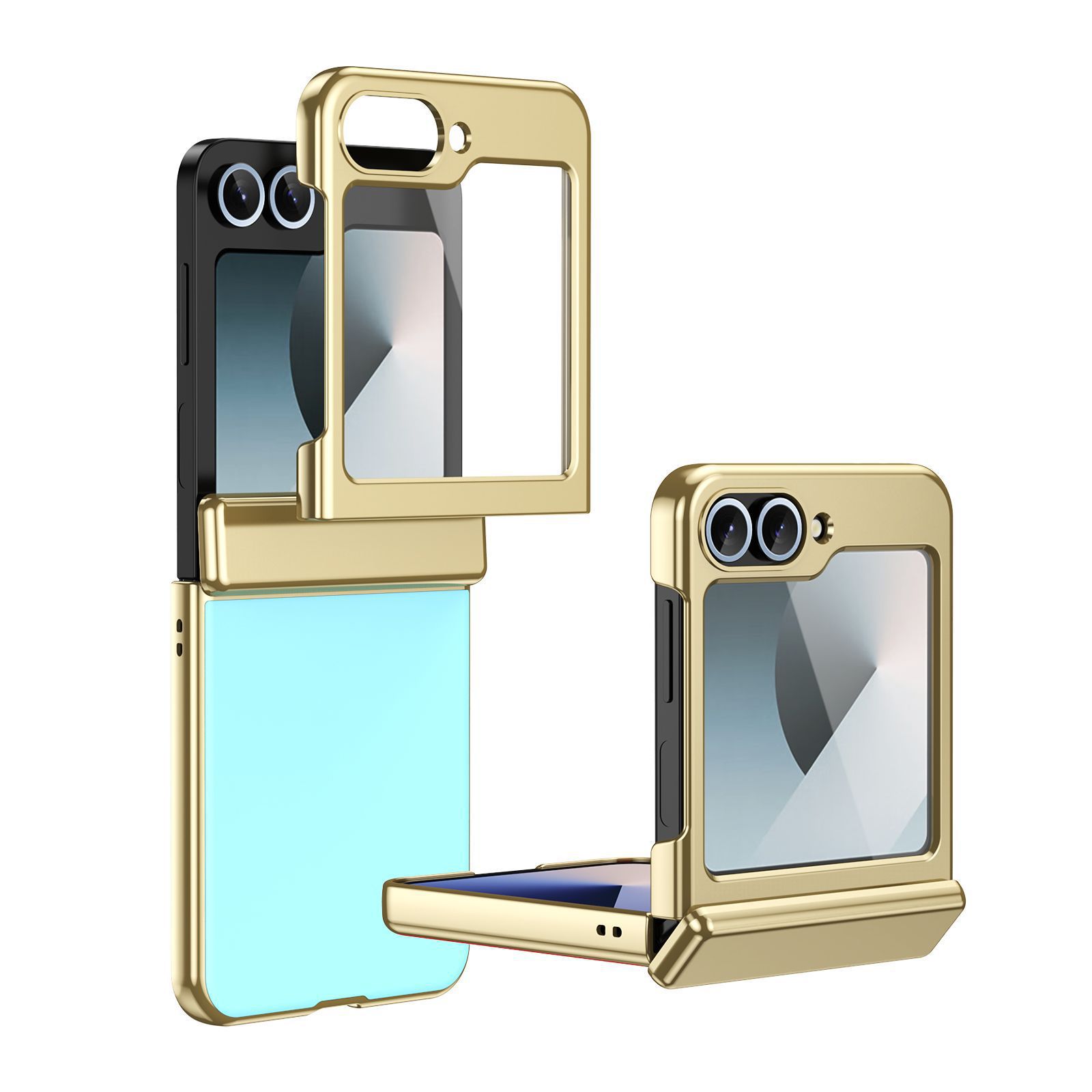 Compatible Samsung Z Flip 8/7 phone case, 6/5mm electroplated AG frosted case film, full coverage 4/3 folding screen protective case - Glacier Blue [Shell Cover] Samsung Z Flip8