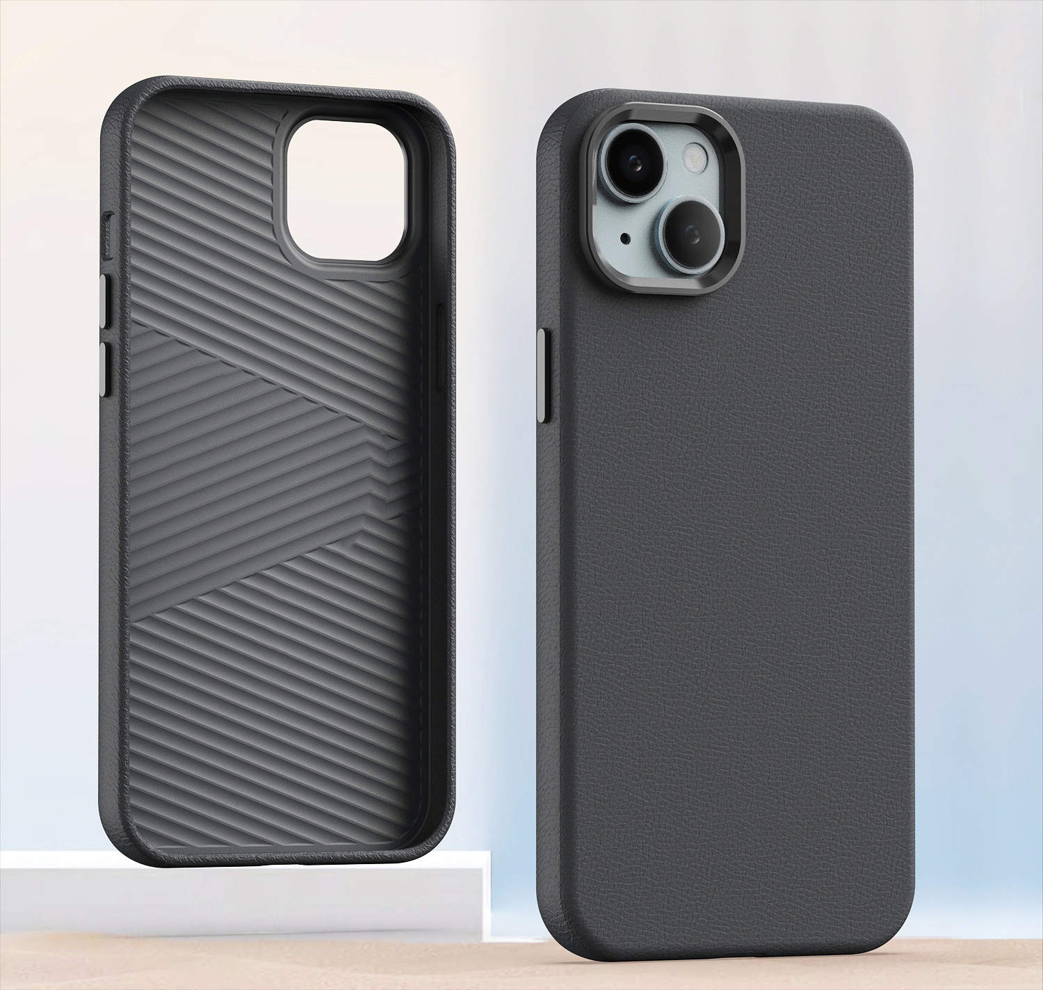 Compatible with Apple 16 Pro Max phone case, 15/14 Plus built-in magnetic leather case, 13 Pro shockproof protective case, 12 - Gray [Non-magnetic] IP-16promax