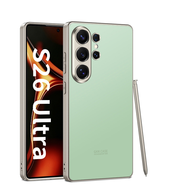 Compatible with Samsung S26 Ultra and S25 Ultra phone cases. Features include a soft-touch AG finish, fingerprint resistance, ultra-thin design, and full coverage for shock protection. - Titanium Emerald Green [Titanium Gray] SM-S26Ultra [Pen Not Included]
