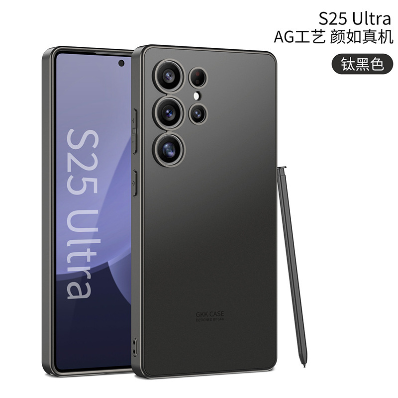 Compatible with Samsung S26 Ultra and S25 Ultra phone cases. Features include a soft-touch AG finish, fingerprint resistance, ultra-thin design, and full coverage for shock protection. - Titanium Black SM-S26Ultra (Pen not included)