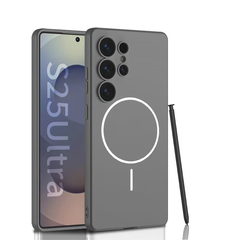 Compatible with Samsung S25 Ultra phone case, MagSafe, built-in magnetic ring, ultra-thin full-coverage shockproof frosted hard case - Cold Mountain Gray - Built-in Magnet SM-S25 Ultra [Pen Not Included]