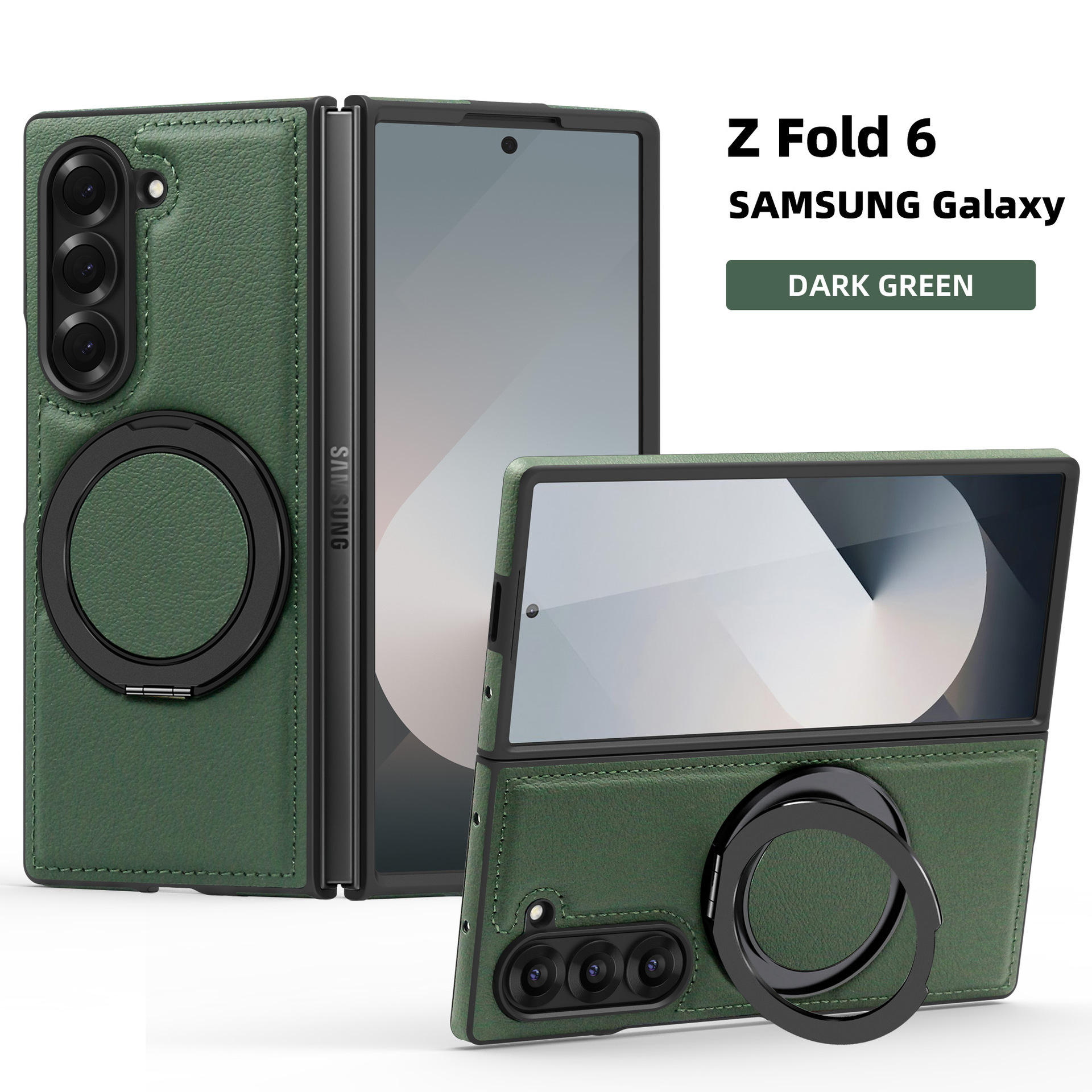 Compatible with Samsung Z Fold8/7 phone case, 6/5mm strong magnetic 360° rotating stand, 4/3mm folding screen, drop-proof leather case. - Green Z Fold8ultra [Standard Version]