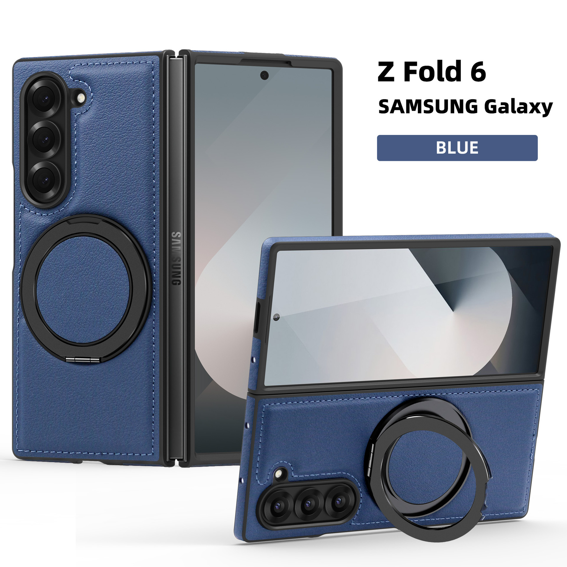 Compatible with Samsung Z Fold8/7 phone case, 6/5mm strong magnetic 360° rotating stand, 4/3mm folding screen, drop-proof leather case. - Blue Z Fold8ultra [Standard Edition]