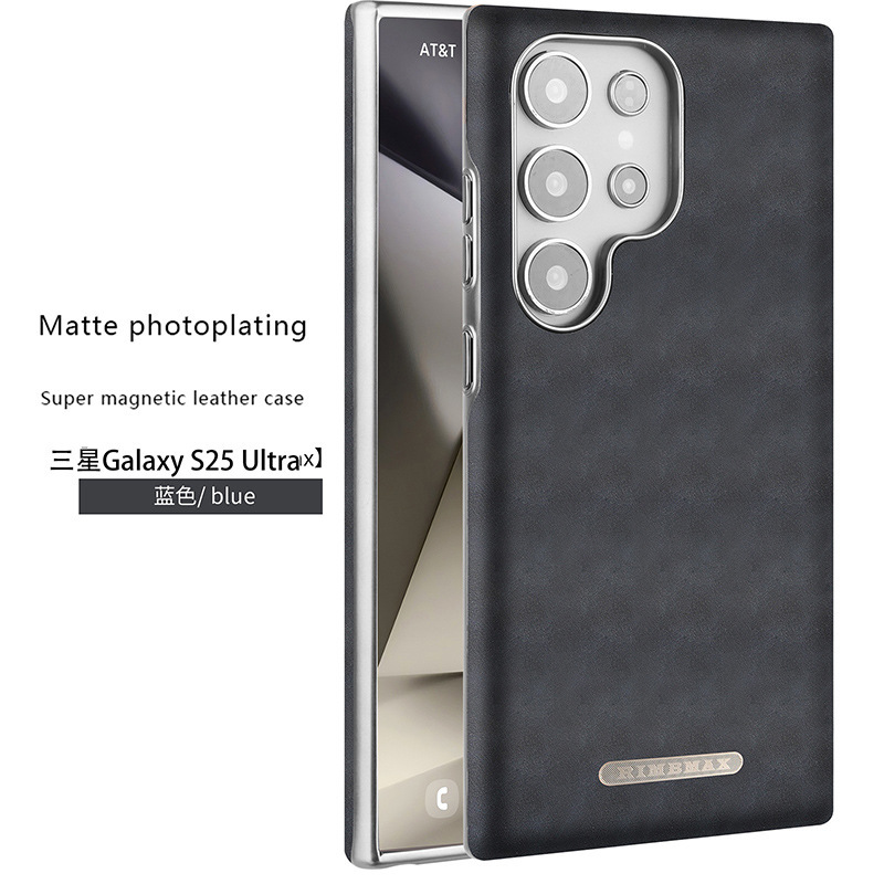 Compatible with Samsung S26 Ultra phone case, S25 Plus magnetic card holder, leather S24U shockproof protective case - Blue [Single Shell] W10 SM-S26Ultra