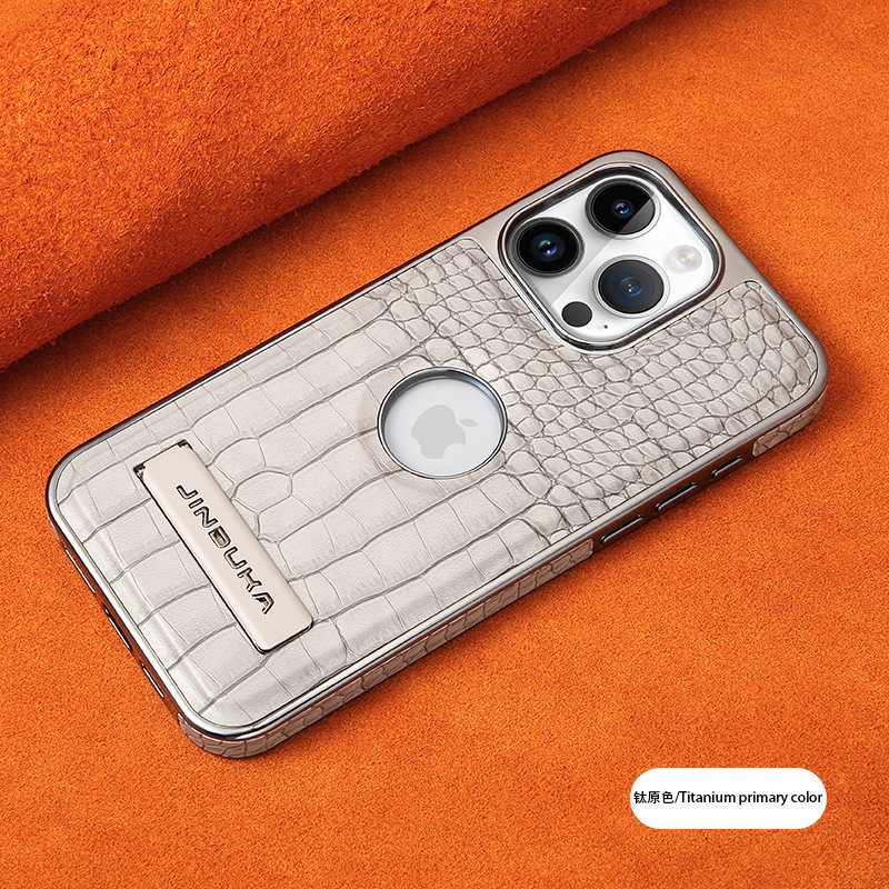 Compatible with iPhone 17 Pro Max phone case 16/15 Plus magnetic label holder 13/14 crocodile pattern leather case - Gray [J1] IP-17Promax