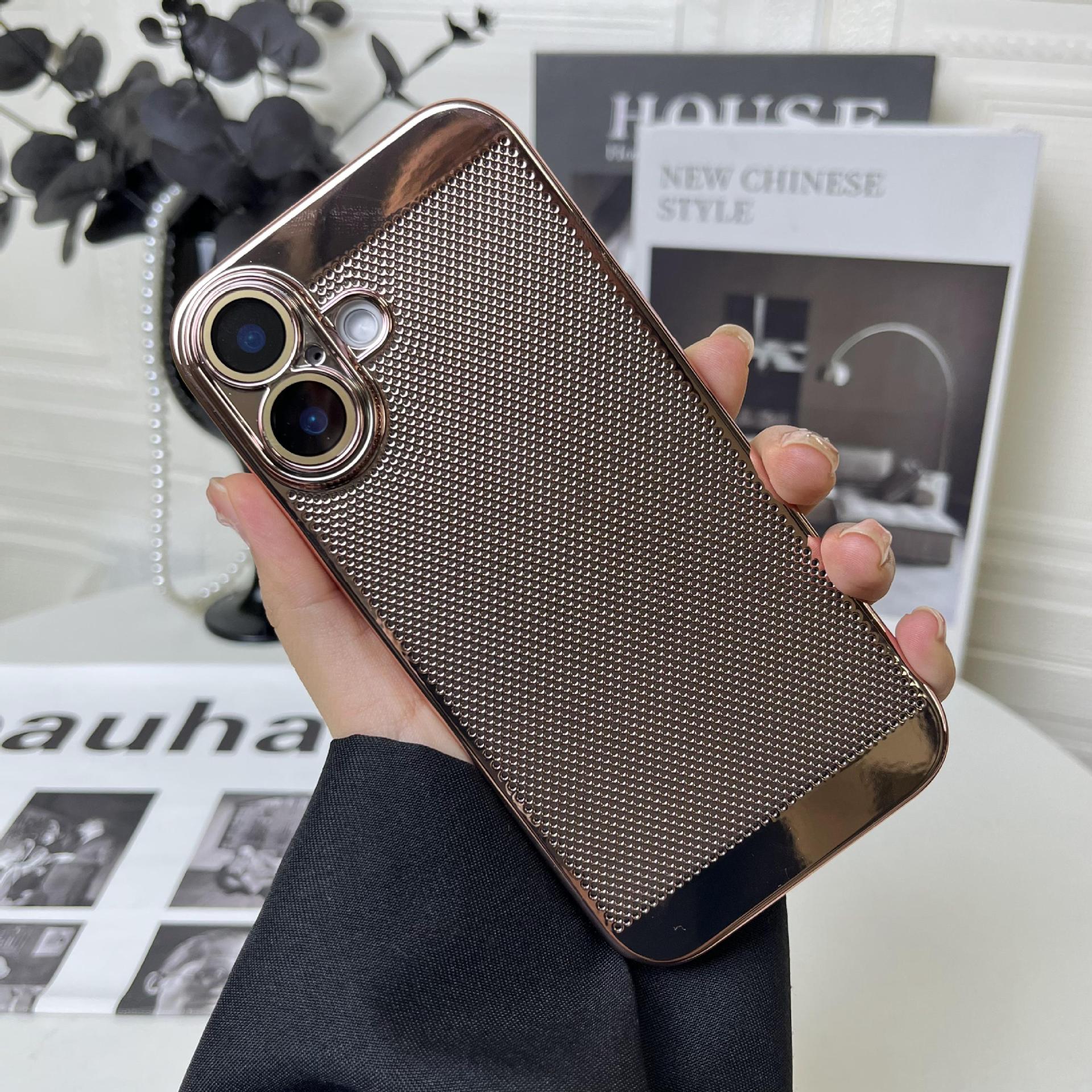 Compatible with Apple iPhone 17 Pro Max, 16 Plus gyroscope stand, 15 Pro electroplated heat dissipation, and drop-proof protective case. - Pink IP-17promax