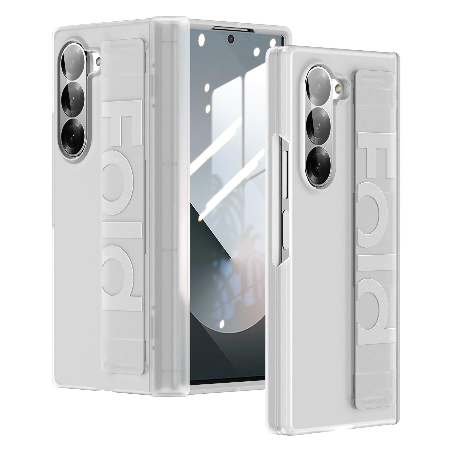 Compatible with Samsung Z Fold8U phone case, 7/6/5 wrist strap, central hinge, full coverage, foldable screen, drop-proof protective case. - Frosted Semi-Transparent - Center Axis Model Z Fold8ultra