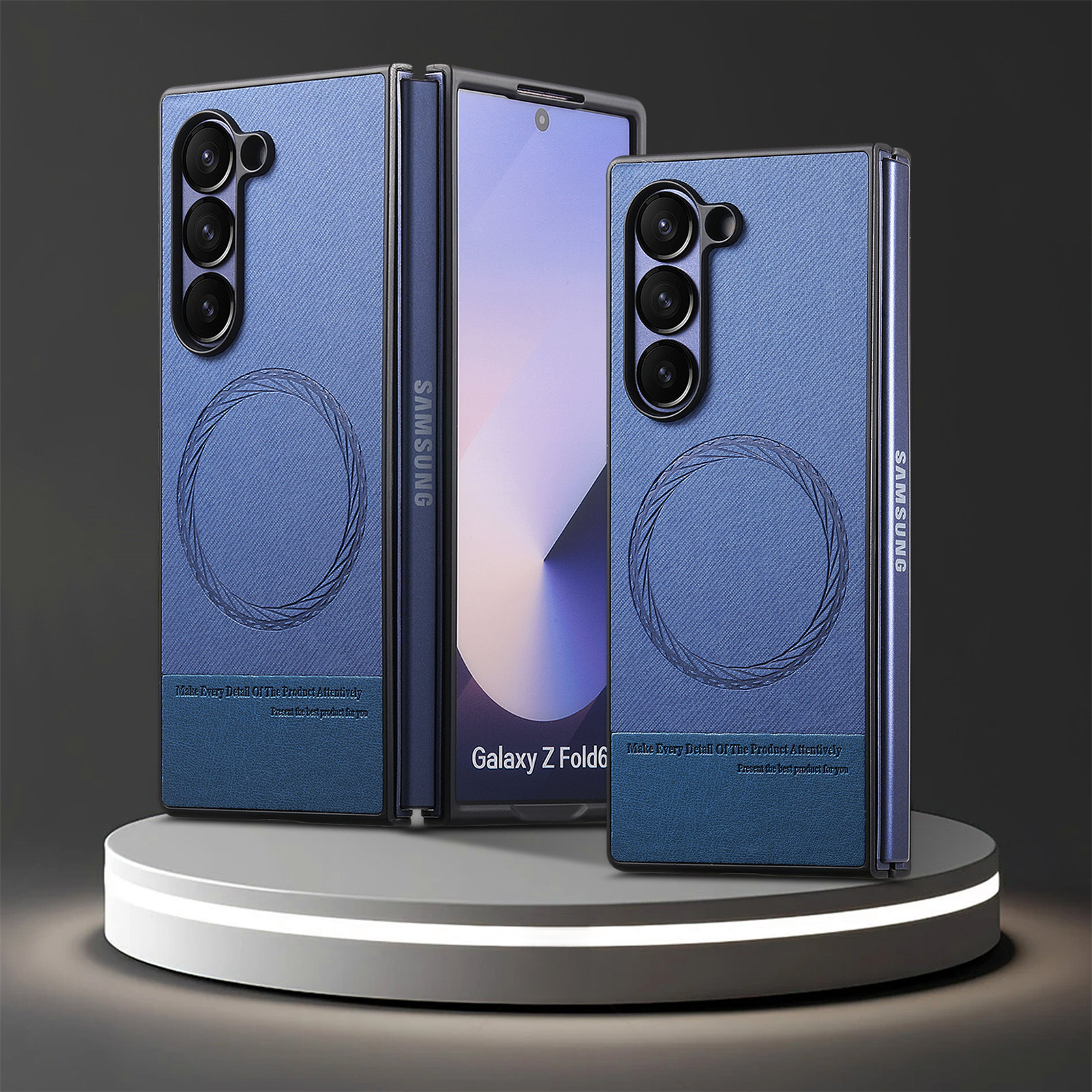 Compatible with Samsung Z Fold8U phone case 7/6/5 magnetic card holder stand 2-in-1 foldable screen 4/3 protective case - Blue [Single Shell] Z Fold8ultra