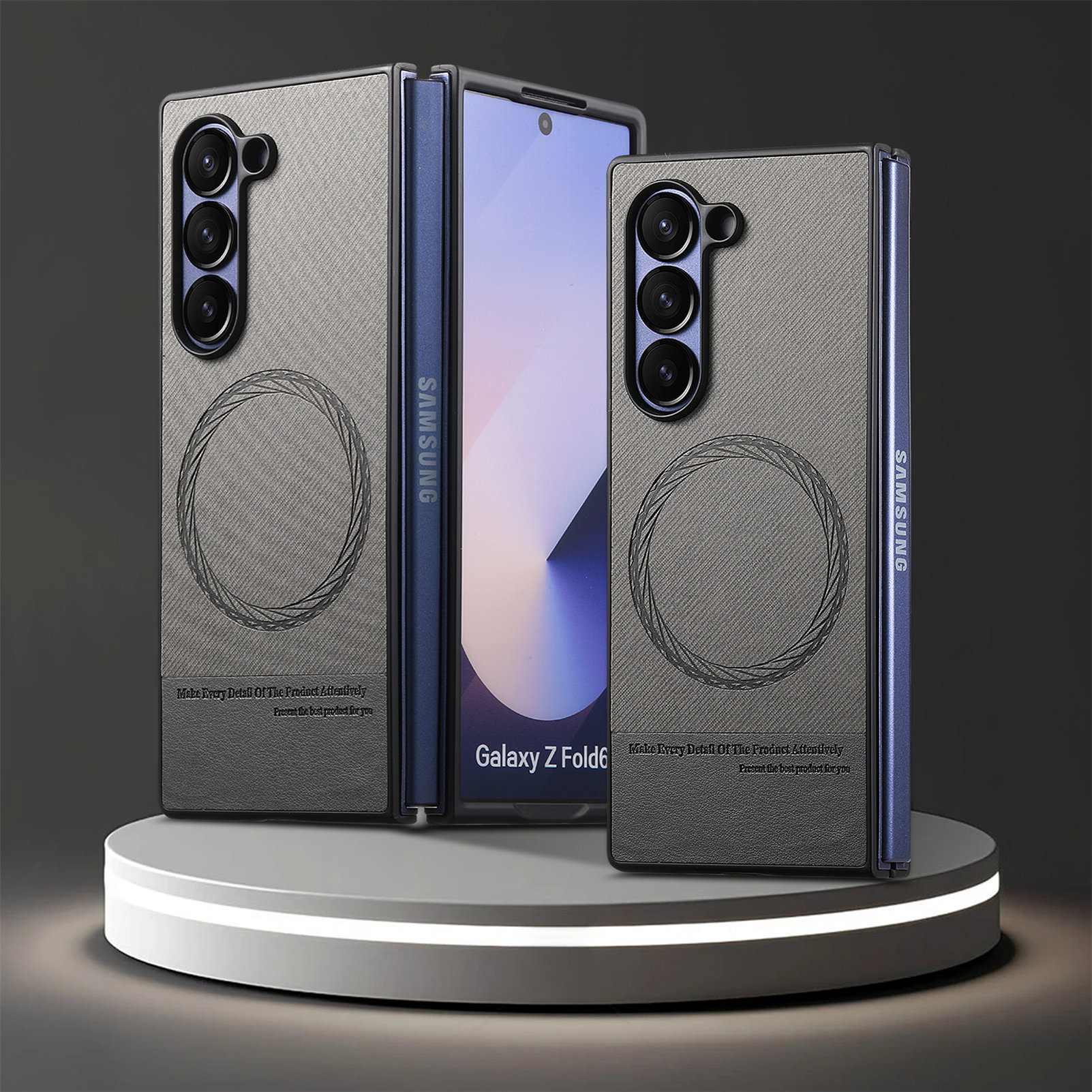Compatible with Samsung Z Fold8U phone case 7/6/5 magnetic card holder stand 2-in-1 foldable screen 4/3 protective case - Gray [Single Shell] Z Fold8ultra