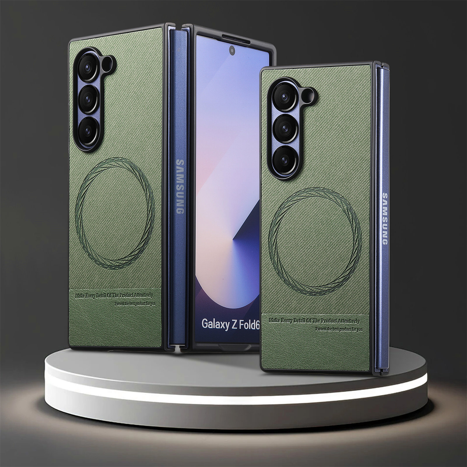 Compatible with Samsung Z Fold8U phone case 7/6/5 magnetic card holder stand 2-in-1 foldable screen 4/3 protective case - Green [Single Shell] Z Fold8ultra