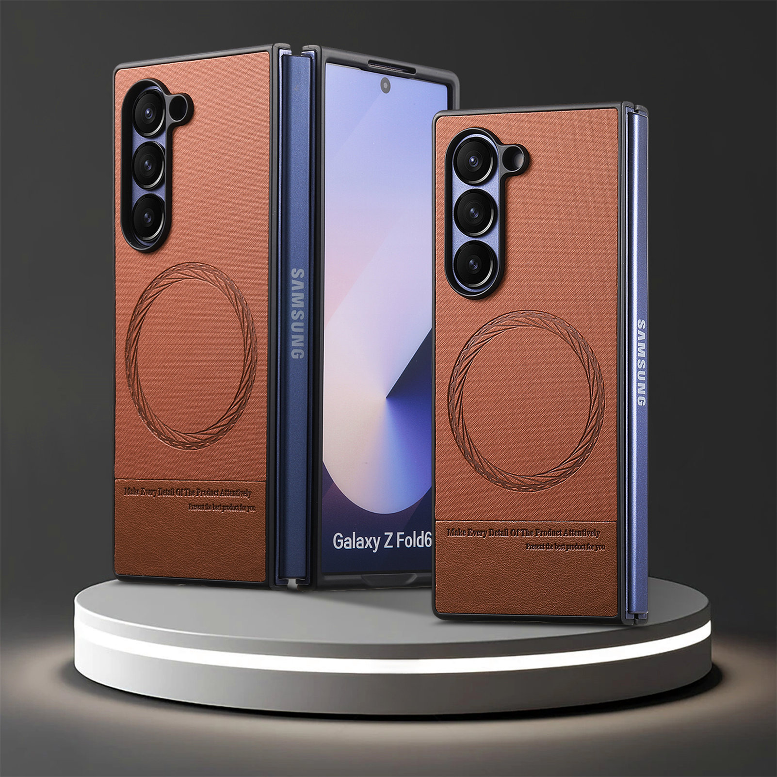 Compatible with Samsung Z Fold8U phone case 7/6/5 magnetic card holder stand 2-in-1 foldable screen 4/3 protective case - Brown [Single Shell] Z Fold8ultra