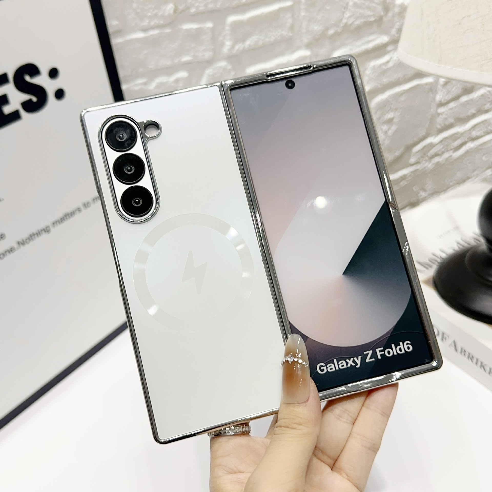 Compatible with Samsung ZFold8/7/6 phone case W25 wireless charging magnetic 5/4/3 electroplated AG ultra-thin X6 protective case - White Z Fold8ultra [Standard Edition]